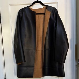 J. Jill Reversible Black and Brown Faux Leather Coat